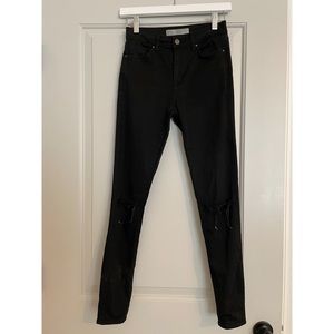 TOPSHOP Leigh Moto Black Ripped High Waisted Skinny Jeans size 25W x 32L